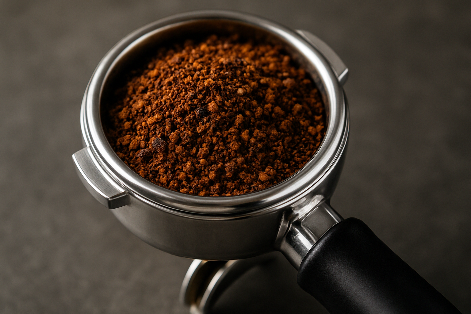 Portafilter filled with four-bean blend